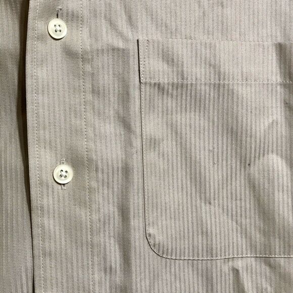 Joseph & Feiss Mens Taupe Textured Stripe non-iron Dress Shirt Sz 151/2 34/35 - Picture 4 of 5